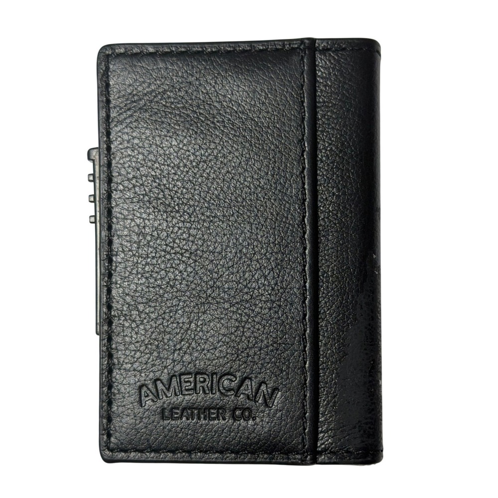 American Leather Co Card Holder Black RFID Pop Up Minimalist Wallet Mens